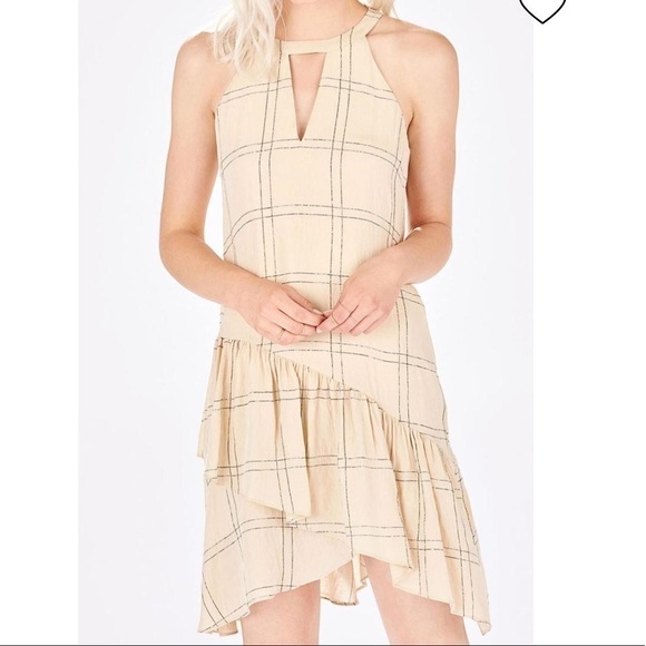 Revolve Parker Sienna Dress Cream Metallic Ruffle Hem Size XS - Picture 5 of 11